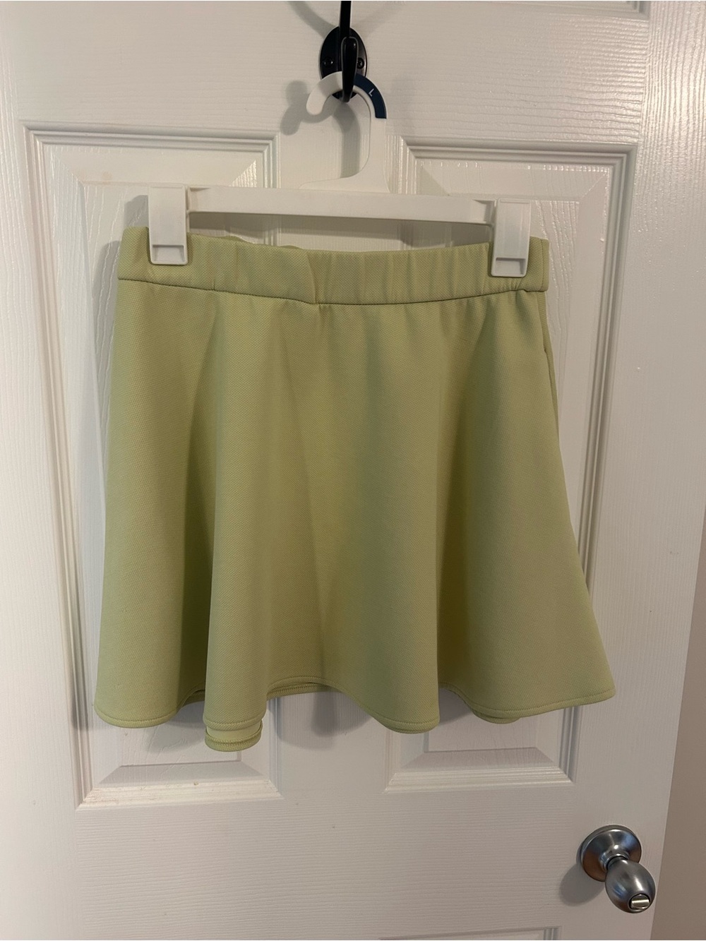 Express Light Green Flared Mini Skirt